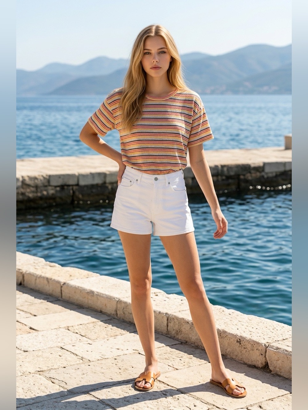 Madewell Striped Short Sleeve Tee in Yellow, Red, Blue